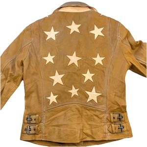 Mauritius Christy Star Women's Moto Biker Jacket Honeycomb Lambskin Leather Sz 4